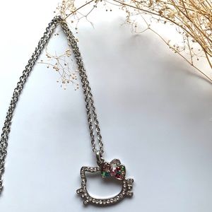 Hello Kitty Rhinestone Necklace Multicolor Bow